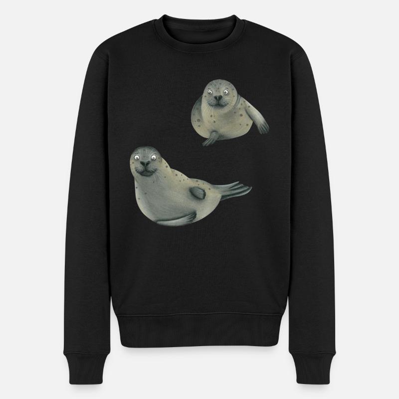 Seehunde - Männer Premium Bio Pullover - Schwarz