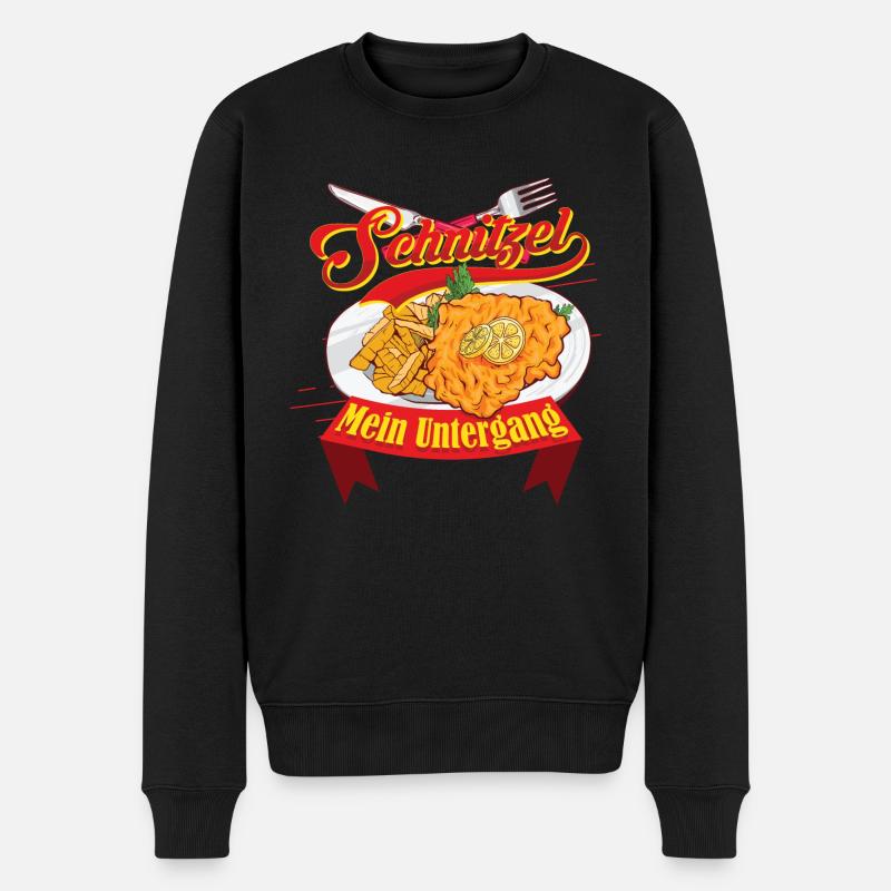 Schnitzel Mein Untergang Schnitzel mit Pommes - Männer Premium Bio Pullover - Schwarz