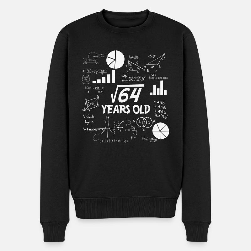 Square Root of 64 | 8 Birthday Math 8 Years Old - Männer Premium Bio Pullover - Schwarz