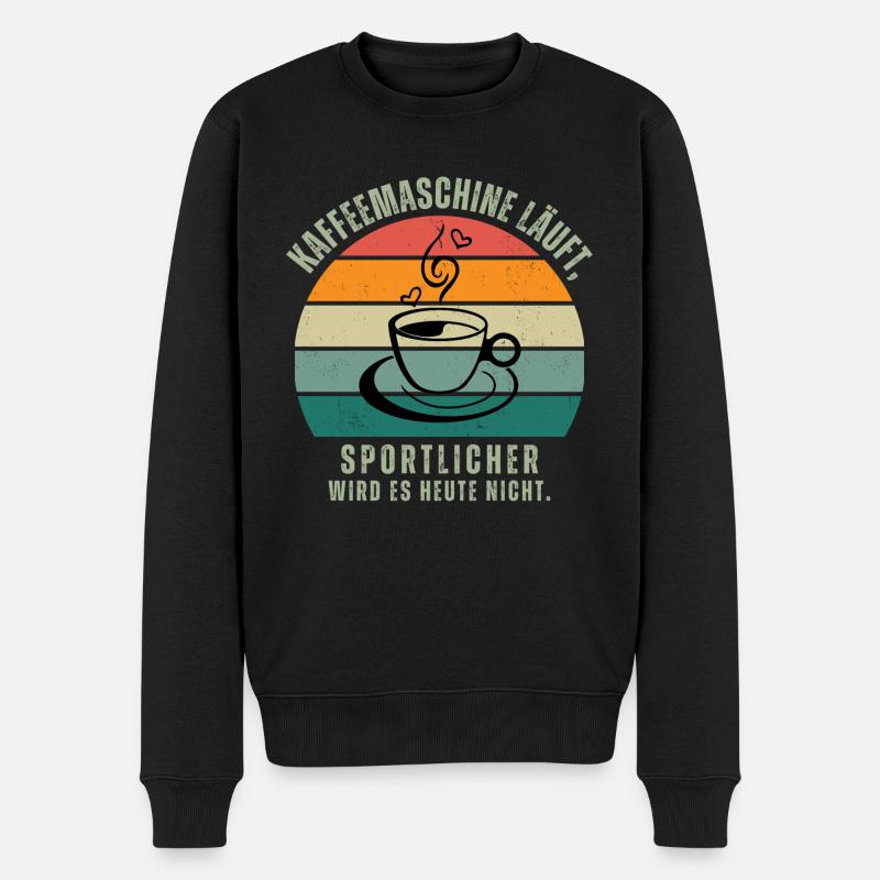 Kaffeemaschine läuft, sportlicher wird es nicht - Männer Premium Bio Pullover - Schwarz