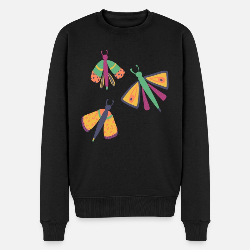 Glückliche Schmetterlinge - Männer Premium Bio Pullover - Schwarz