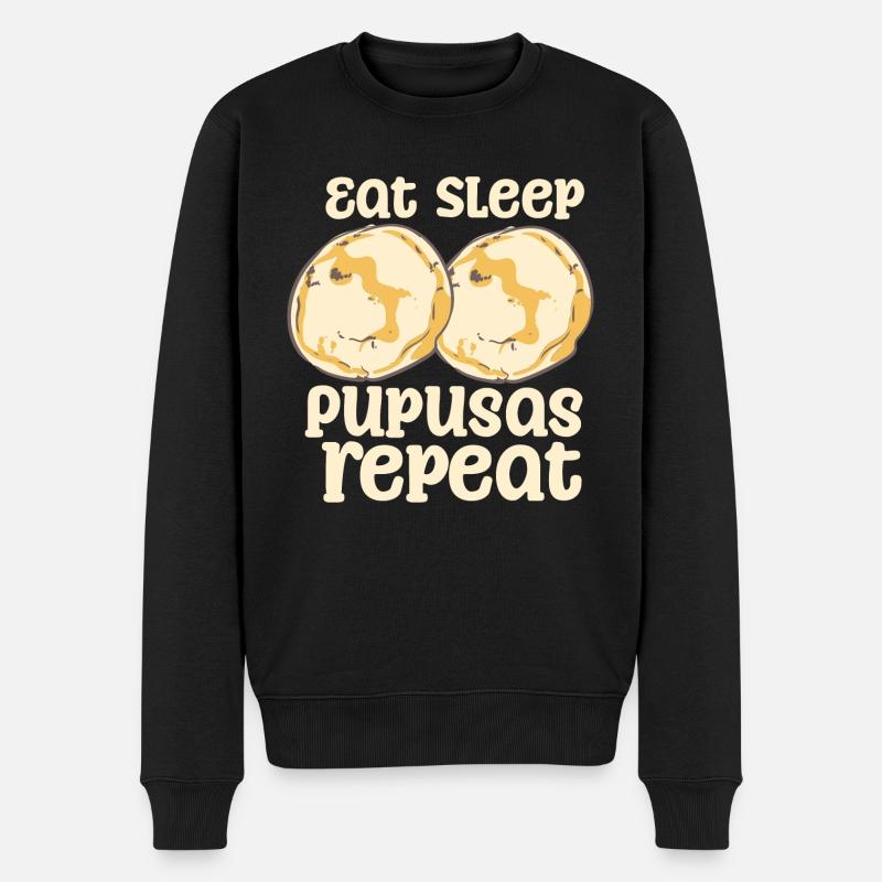 Eat Sleep Pupusas Repeat - Männer Premium Bio Pullover - Schwarz
