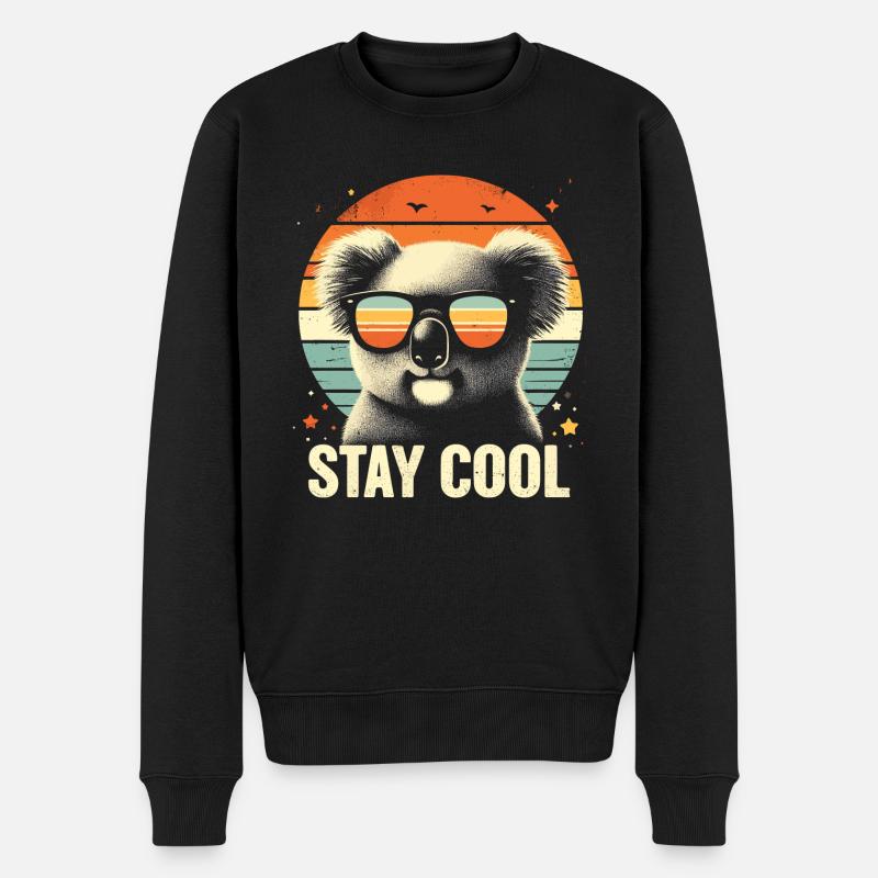 Koala Bleib cool2 - Männer Premium Bio Pullover - Schwarz