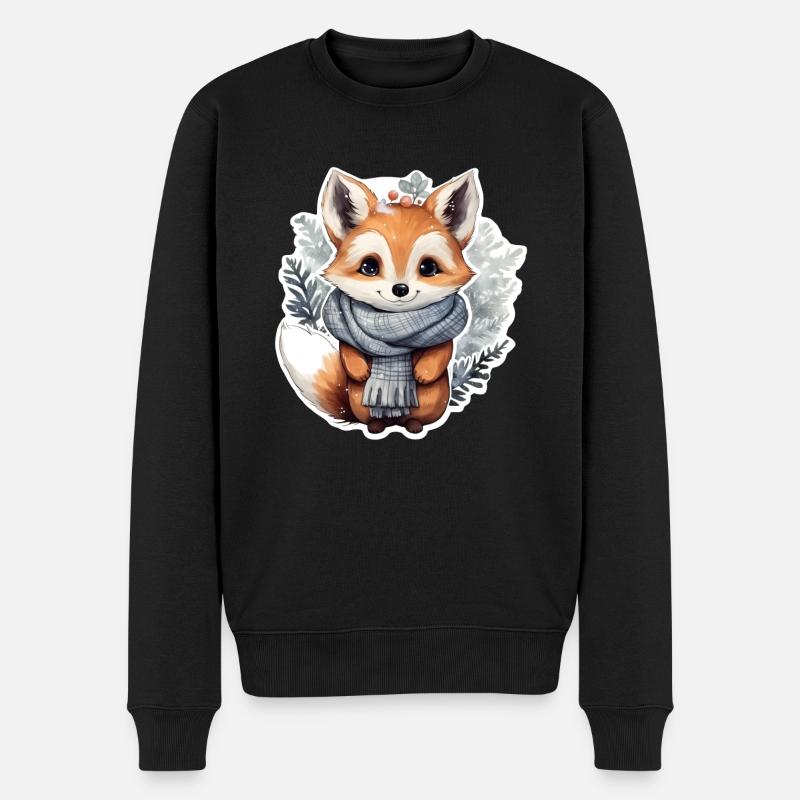 Winter Fuchs - Männer Premium Bio Pullover - Schwarz