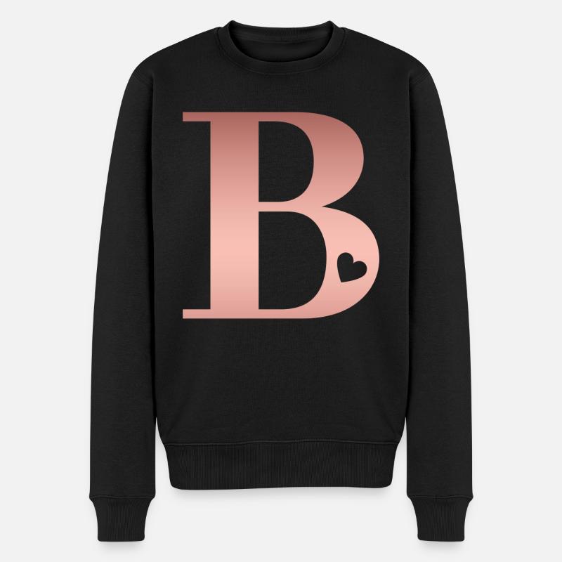 lettre B rose gold - Pull Premium bio Homme - noir