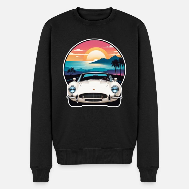 Oldtimer Sonnenuntergang - Männer Premium Bio Pullover - Schwarz