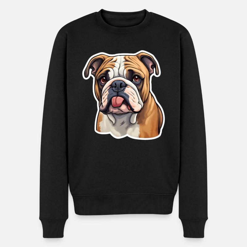 Bulldogenkopf - Männer Premium Bio Pullover - Schwarz