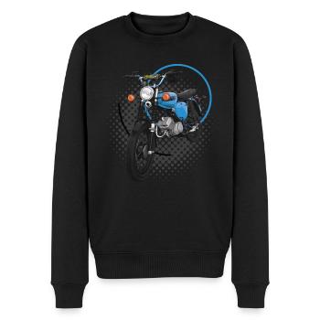 S51 (hellblau) // Illustration - Männer Premium Bio Pullover - Schwarz - Vorne - Nico (187cm)