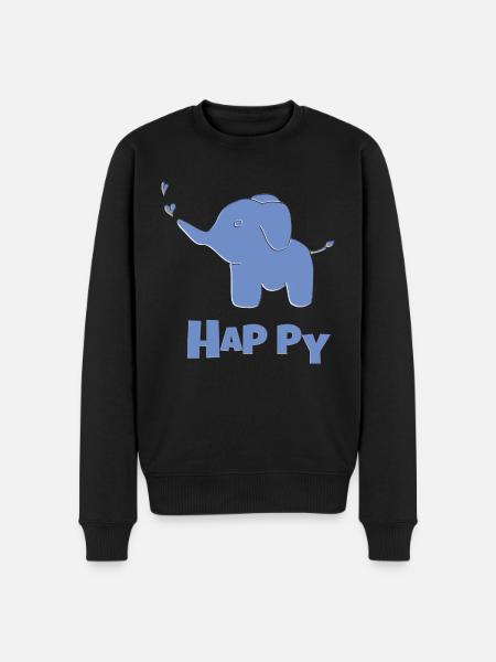 Elephant Happy - Men's Premium Organic Jumper - black