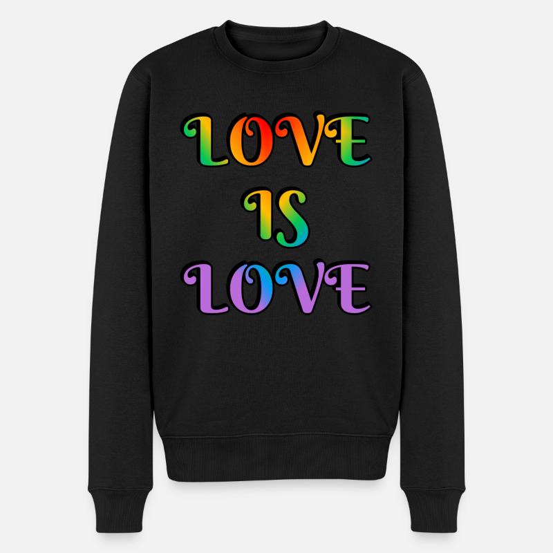Regenbogen-Liebe ist Liebe - Männer Premium Bio Pullover - Schwarz