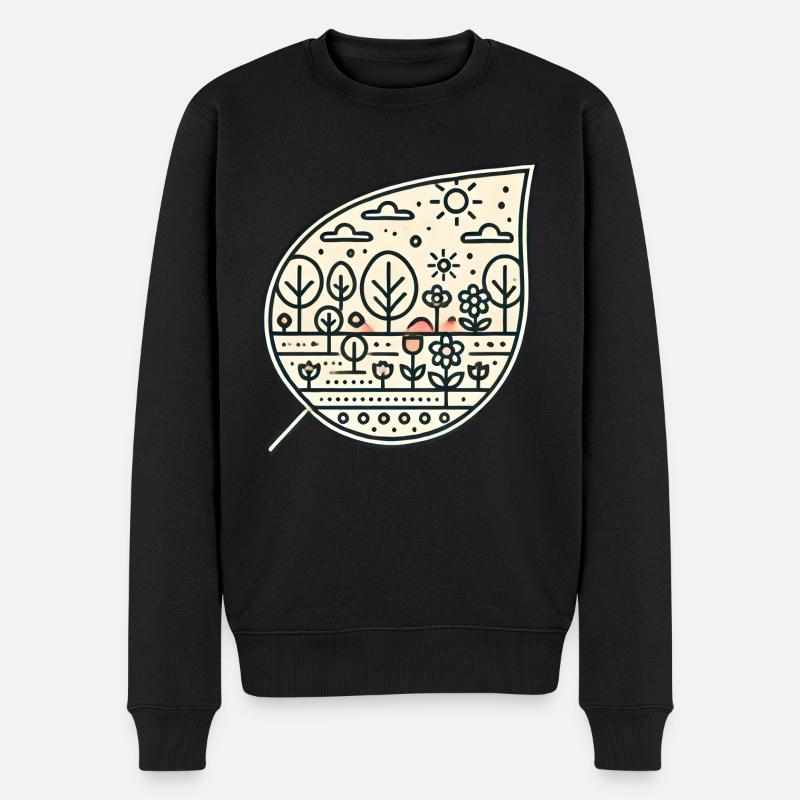 Blatt schräg - Männer Premium Bio Pullover - Schwarz