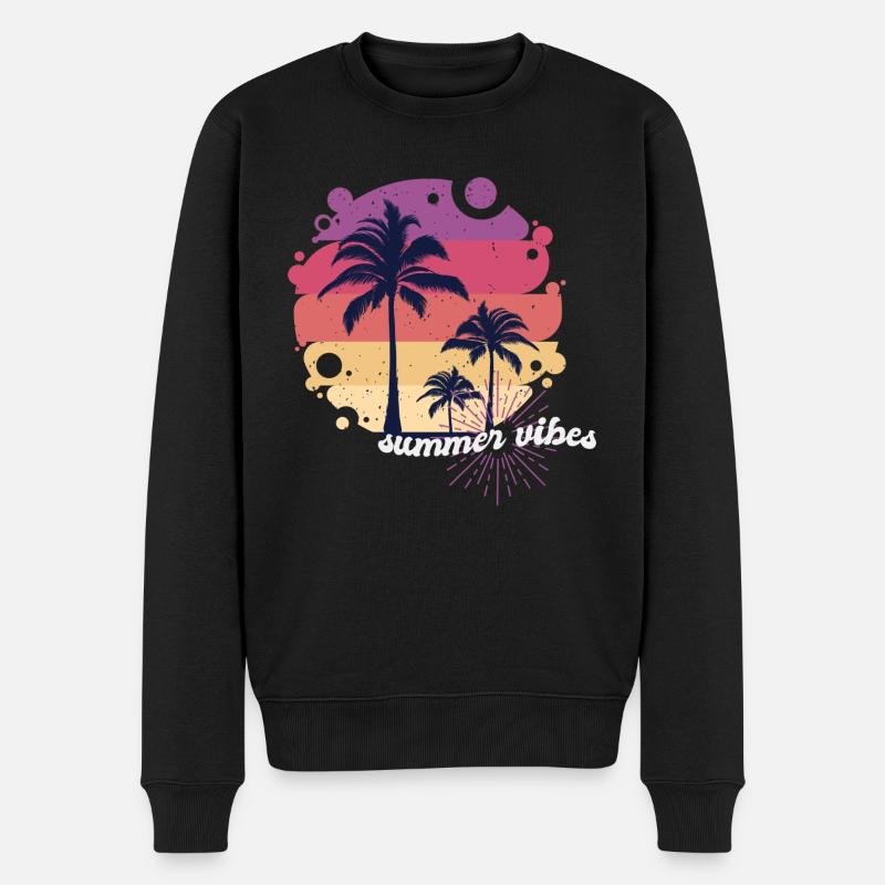 été, plage, vacances, palmiers, mer - Pull Premium bio Homme - noir