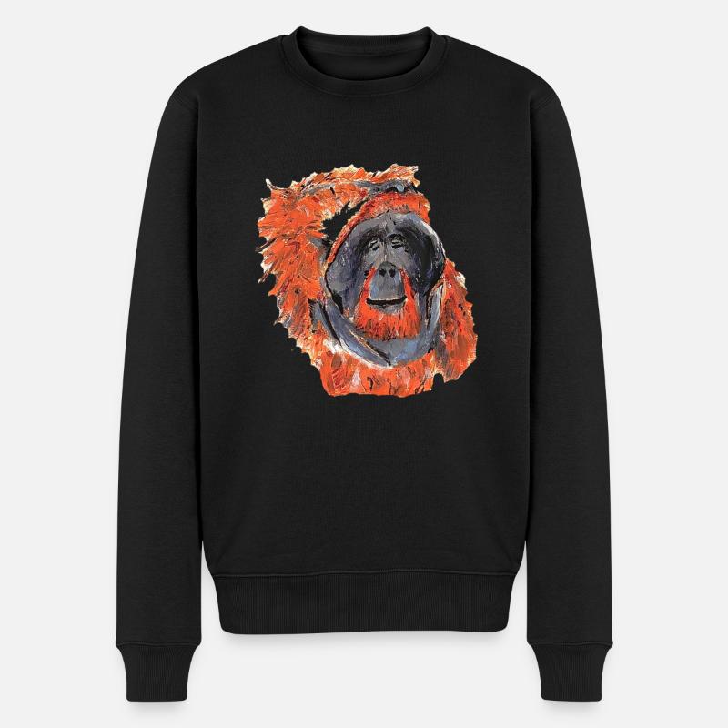 Tête de grattage orange orang-outan - Pull Premium bio Homme - noir