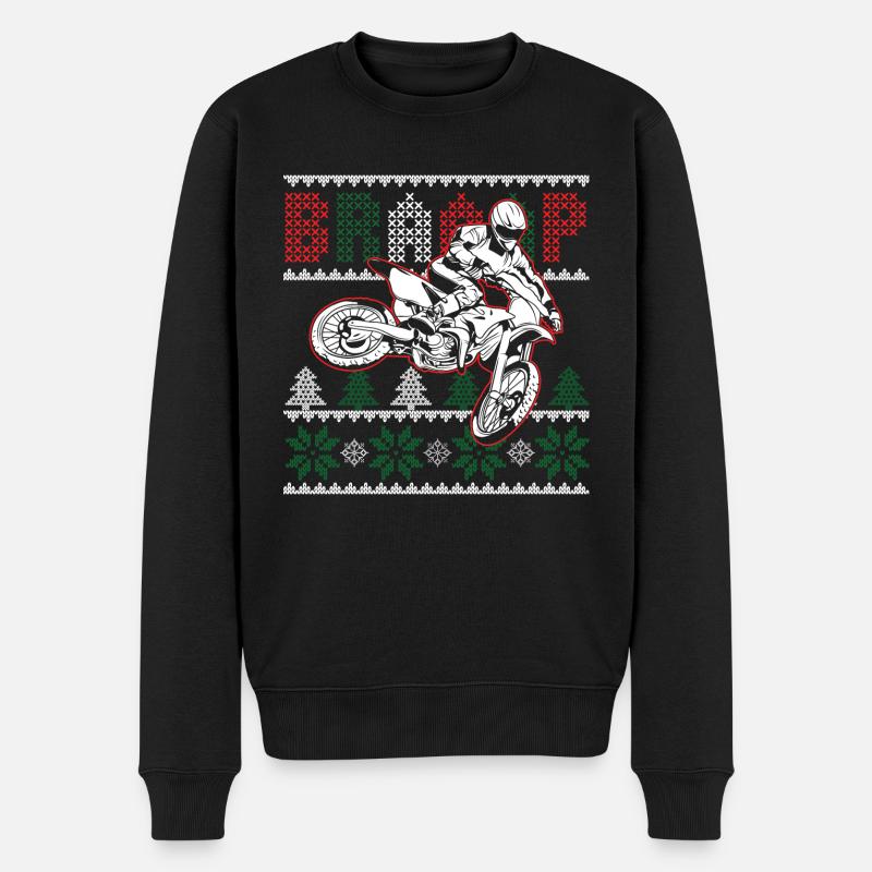 Motorrad hässliche Braap Motocross Weihnachtsgeschenk - Männer Premium Bio Pullover - Schwarz