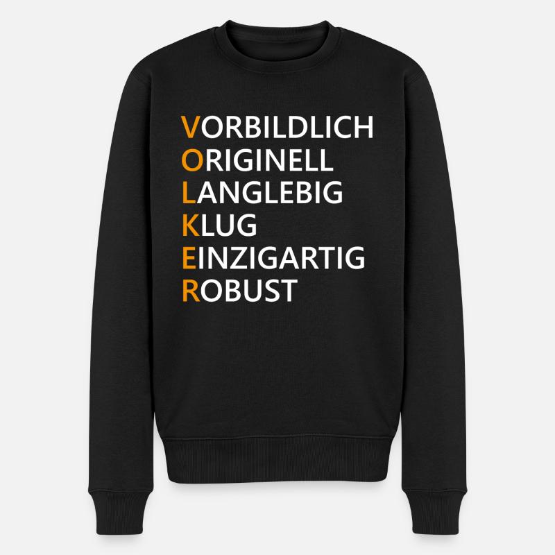 Volker Name Geschenk - Männer Premium Bio Pullover - Schwarz