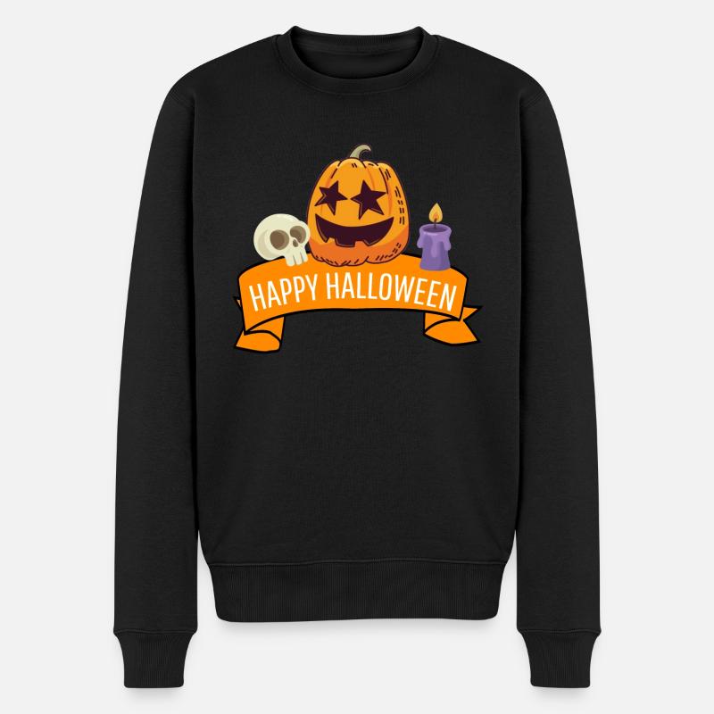 Kürbis Geschenkidee Happy Halloween - Männer Premium Bio Pullover - Schwarz