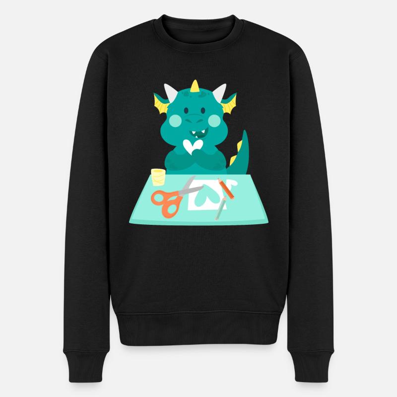 Drache an einer Handwerksstation - Männer Premium Bio Pullover - Schwarz