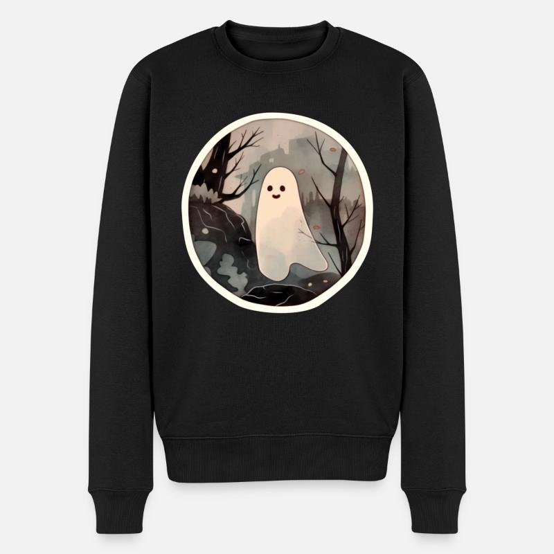 Un fantôme à Halloween - Pull Premium bio Homme - noir