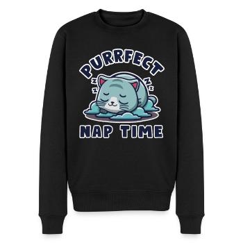 Kawaii Chibi Nap Katze - Männer Premium Bio Pullover - Schwarz - Vorne - Nico (187cm)