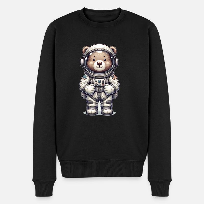 Cute Bear Astronaut - Männer Premium Bio Pullover - Schwarz