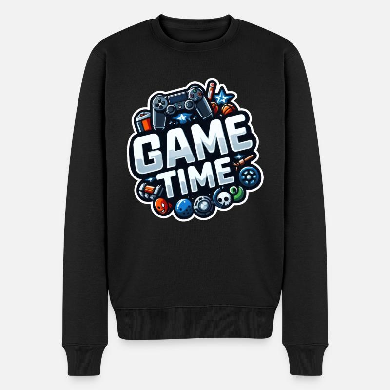 Spielzeit! - Männer Premium Bio Pullover - Schwarz