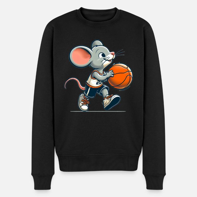 Souris mignonne de basketteur - Pull Premium bio Homme - noir