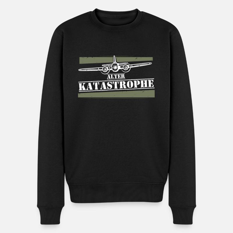 ALTER KATASTROPHE FLUGZEUG - Männer Premium Bio Pullover - Schwarz