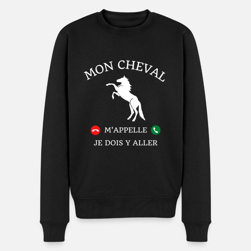 t shirt mon cheval m appelle humour cavalière - Pull Premium bio Homme - noir