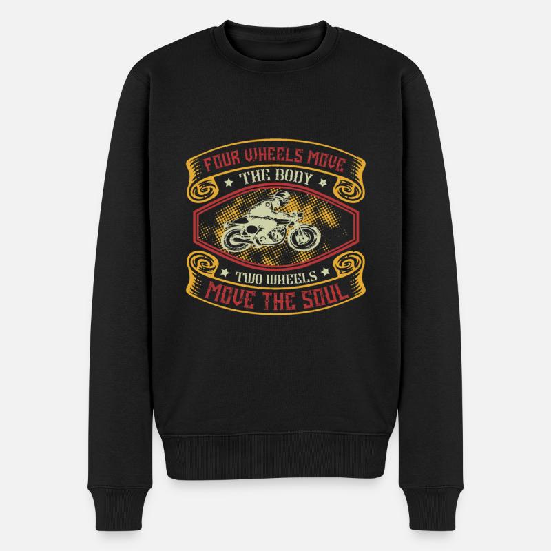 Four wheels move the body - Männer Premium Bio Pullover - Schwarz