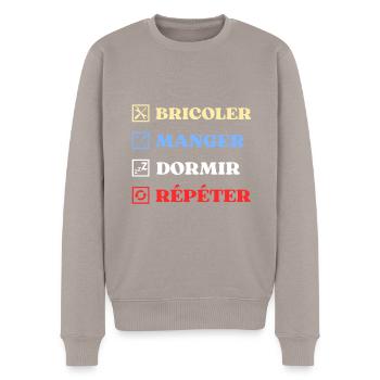 bricoler manger dormir humour bricolage bricoleur - Pull Premium bio Homme - taupe - Devant - Nico (187cm)