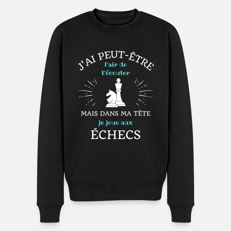 dans ma tete echecs humour echecs et mat homme - Pull Premium bio Homme - noir