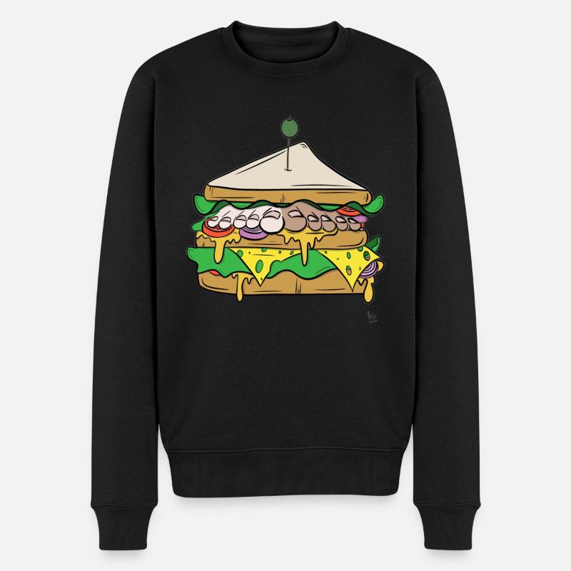 Fuß-Sandwich - Männer Premium Bio Pullover - Schwarz