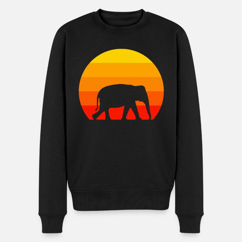 Elefanten Liebhaber Afrika Tier Retro Elefant - Männer Premium Bio Pullover - Schwarz