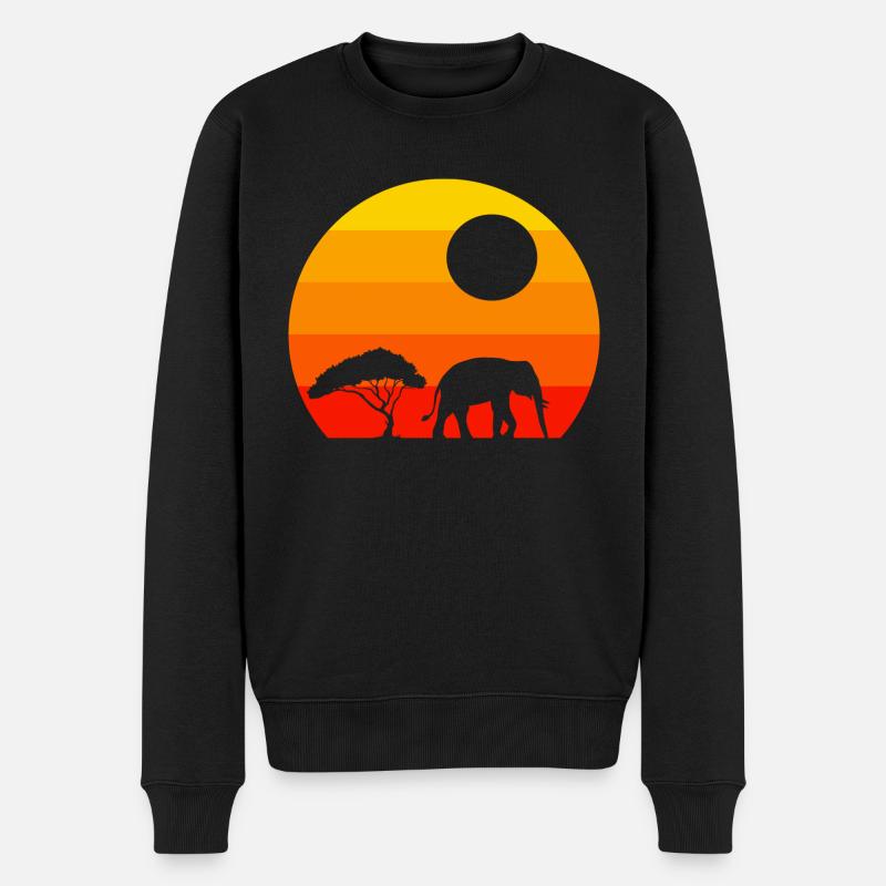 Retro Africa Animal Gift Éléphant - Pull Premium bio Homme - noir