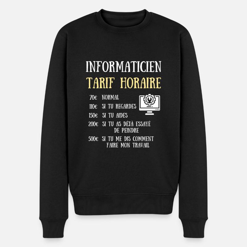 tarif informaticien homme humour informatique - Pull Premium bio Homme - noir