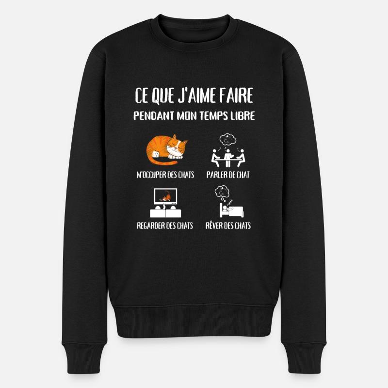temps libre chat femme humour chaton idée cadeau - Pull Premium bio Homme - noir