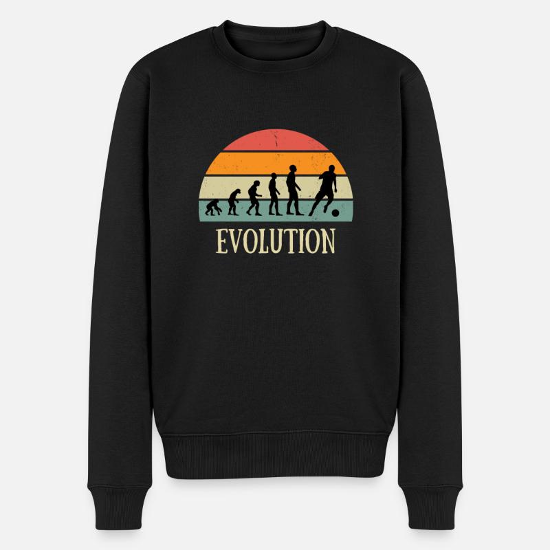 Evolution Fußball Mann Vintage Retro Humor Fußball - Männer Premium Bio Pullover - Schwarz