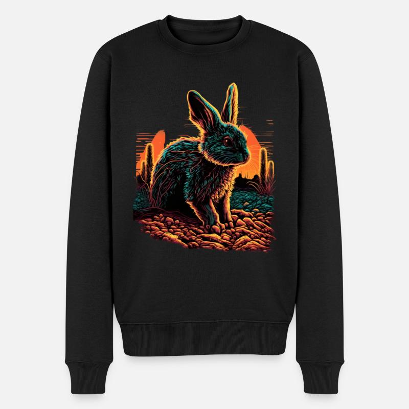 Cadeau Rabbit Synthwave Sunset - Pull Premium bio Homme - noir