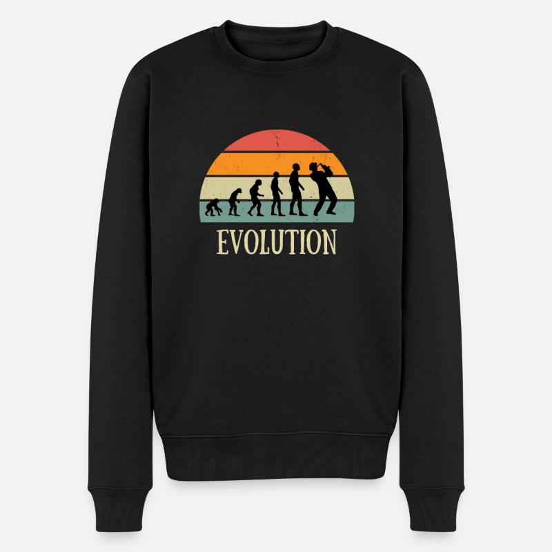 evolution vintage saxophone homme humour cadeau - Pull Premium bio Homme - noir