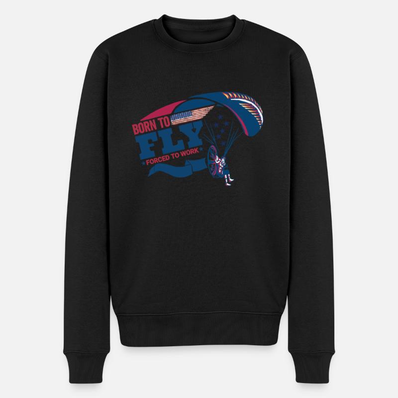 Born To Fly Forced To Work Motorschirmpilot - Männer Premium Bio Pullover - Schwarz