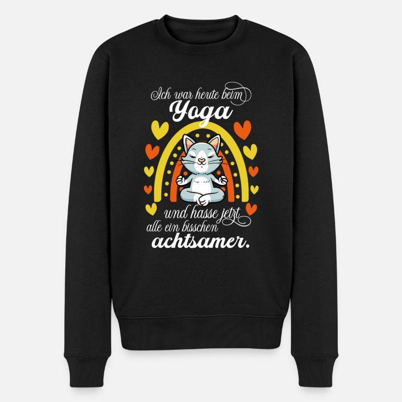 Yoga Katze - Männer Premium Bio Pullover - Schwarz
