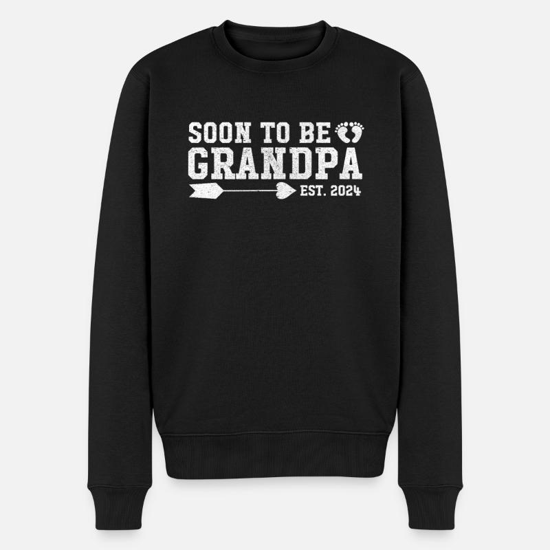 Bald Opa Est 2024 / Zum Opa befördert - Männer Premium Bio Pullover - Schwarz