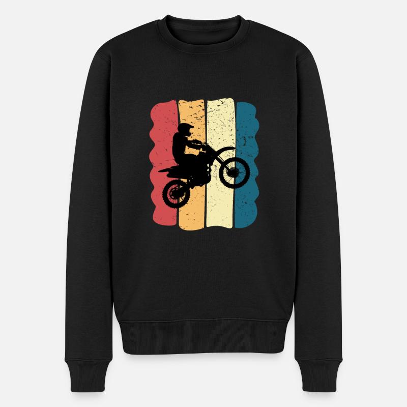 Motocross Männer Humor Motorrad Cross Geschenk Vintage - Männer Premium Bio Pullover - Schwarz