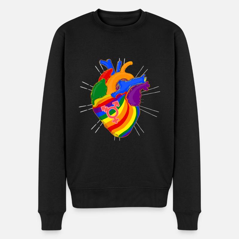LGBT Regenbogen Herz - Männer Premium Bio Pullover - Schwarz