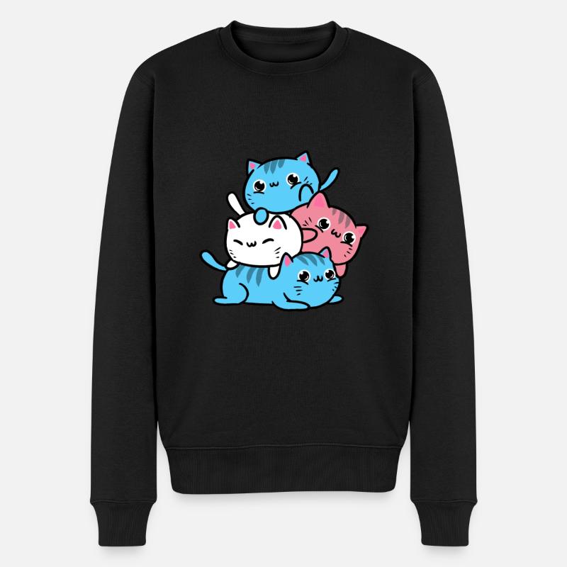 Trans Pride Katzen Geschenk für Transgender - Männer Premium Bio Pullover - Schwarz