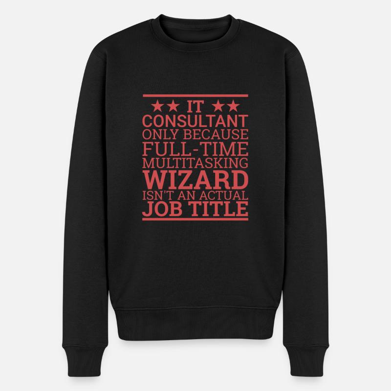 "IT-Consultant Wizard | IT-Consultant" - Männer Premium Bio Pullover - Schwarz