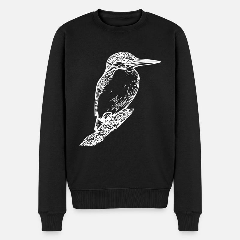 Vintage Eleganter Eisvogel - Vogel Natur Motiv - Männer Premium Bio Pullover - Schwarz