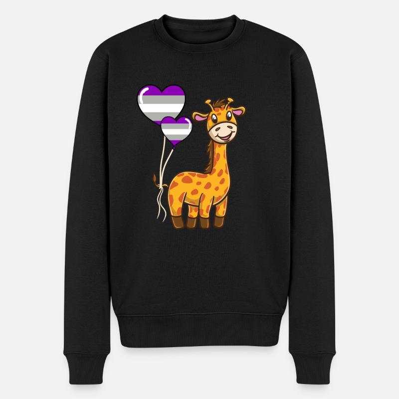 Giraffe Herzballon Greysexual Pride - Männer Premium Bio Pullover - Schwarz