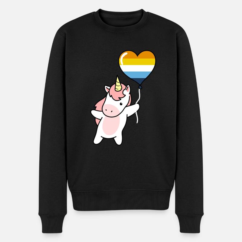 Licorne Cœur Ballon Aroace - Pull Premium bio Homme - noir