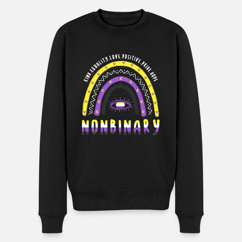 Boho Regenbogen Nonbinary - Männer Premium Bio Pullover - Schwarz